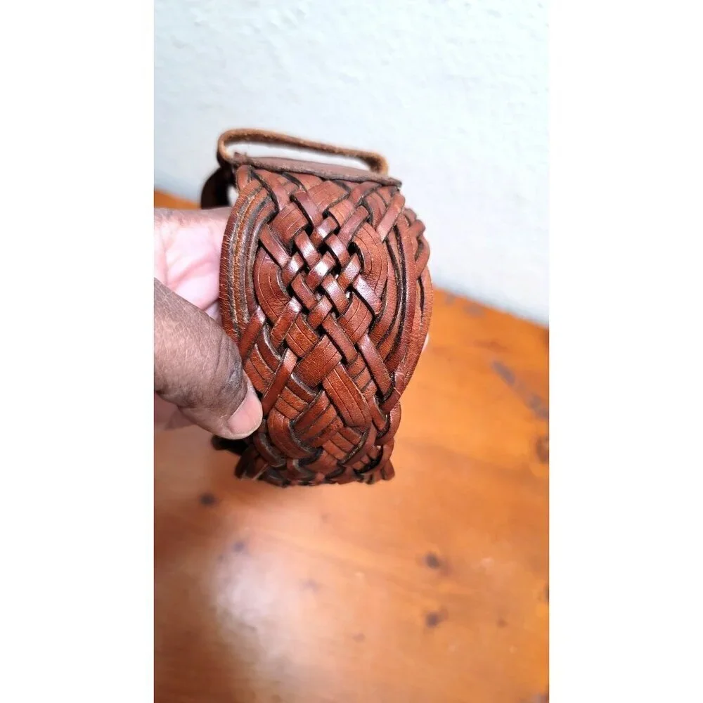Vintage Braided Leather Belt Made In Turkey Size M‎